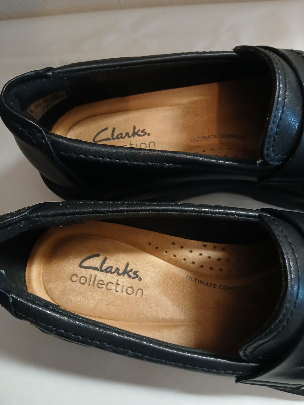 Clark's Woman's Black Leather Penny Loafers - Picture 4 of 7